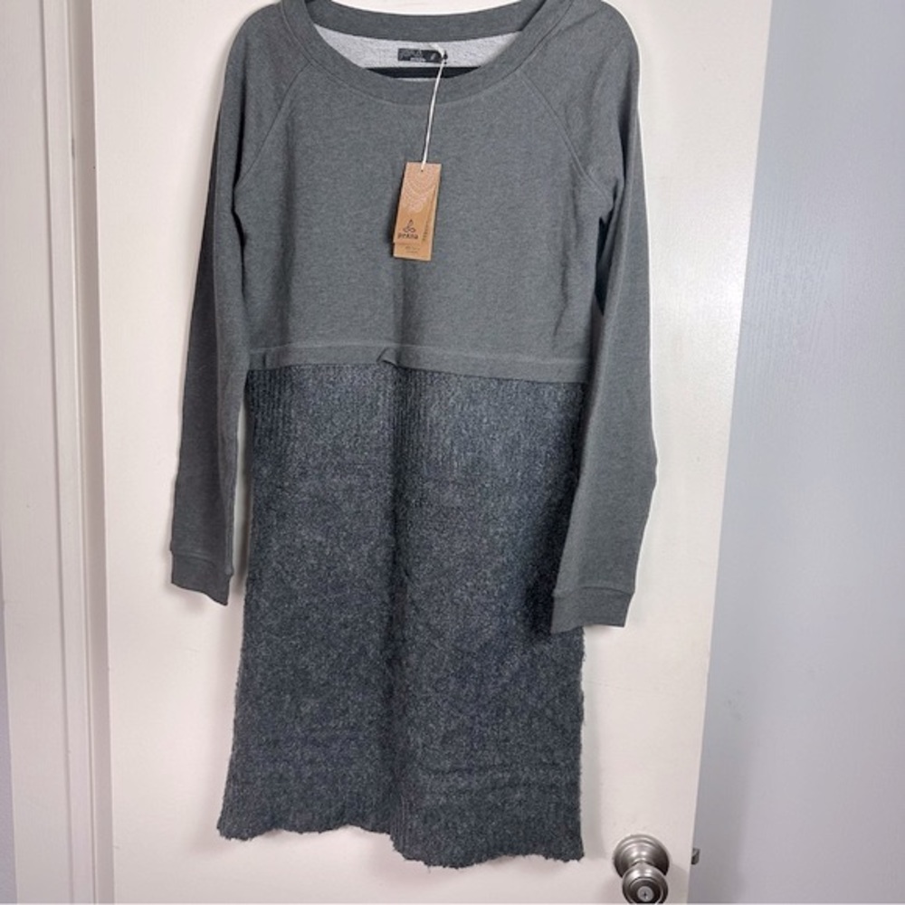 Prana Grey Long Sleeve 100% Organic Cotton (Top) Chunky Knit Sweater Dress NWT S